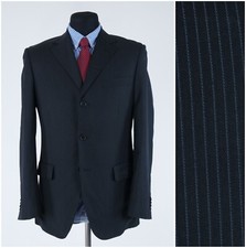 Mens Striped Blazer 40R UK Size NEW PORTLAND Black Sport Coat Jacket