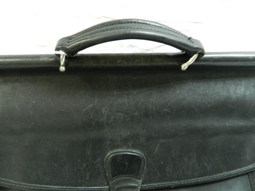 Vintage Coach Smooth Black Thick Leather Laptop Briefcase Messenger Bag K7C-5566 - Picture 2 of 9