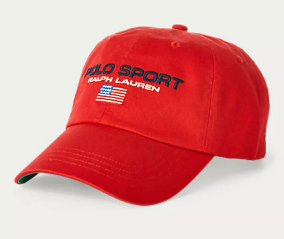 Polo Ralph Lauren Men's POLO SPORT USA Flag Chino Baseball Cap,Hat,Red, One  Size