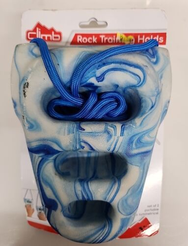 CLIMB - Rock Training Holds in Blue White Swirl with Rope (Set Of 2)  BRAND NEW  - Picture 1 of 3