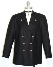 BAVARIA LODEN JACKET Coat Women BLACK WOOL Designer Hunt Dress 40 12 14 L B40"