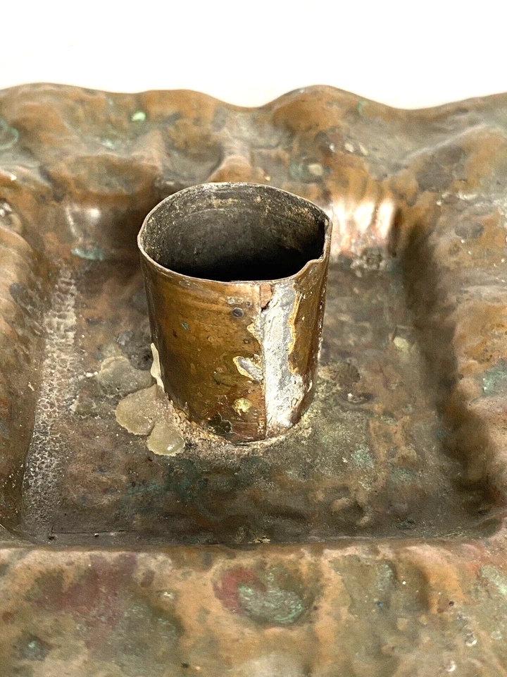 Arts Crafts Antique Hand Hammered Copper Candle Holders, Richard Perry & Son - Image 3 of 4