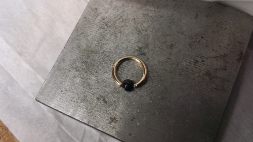 Captive Bead Black ONYX Navel Belly Ring / Septum Hoop 16 gauge Gold /Silver - Picture 3 of 3