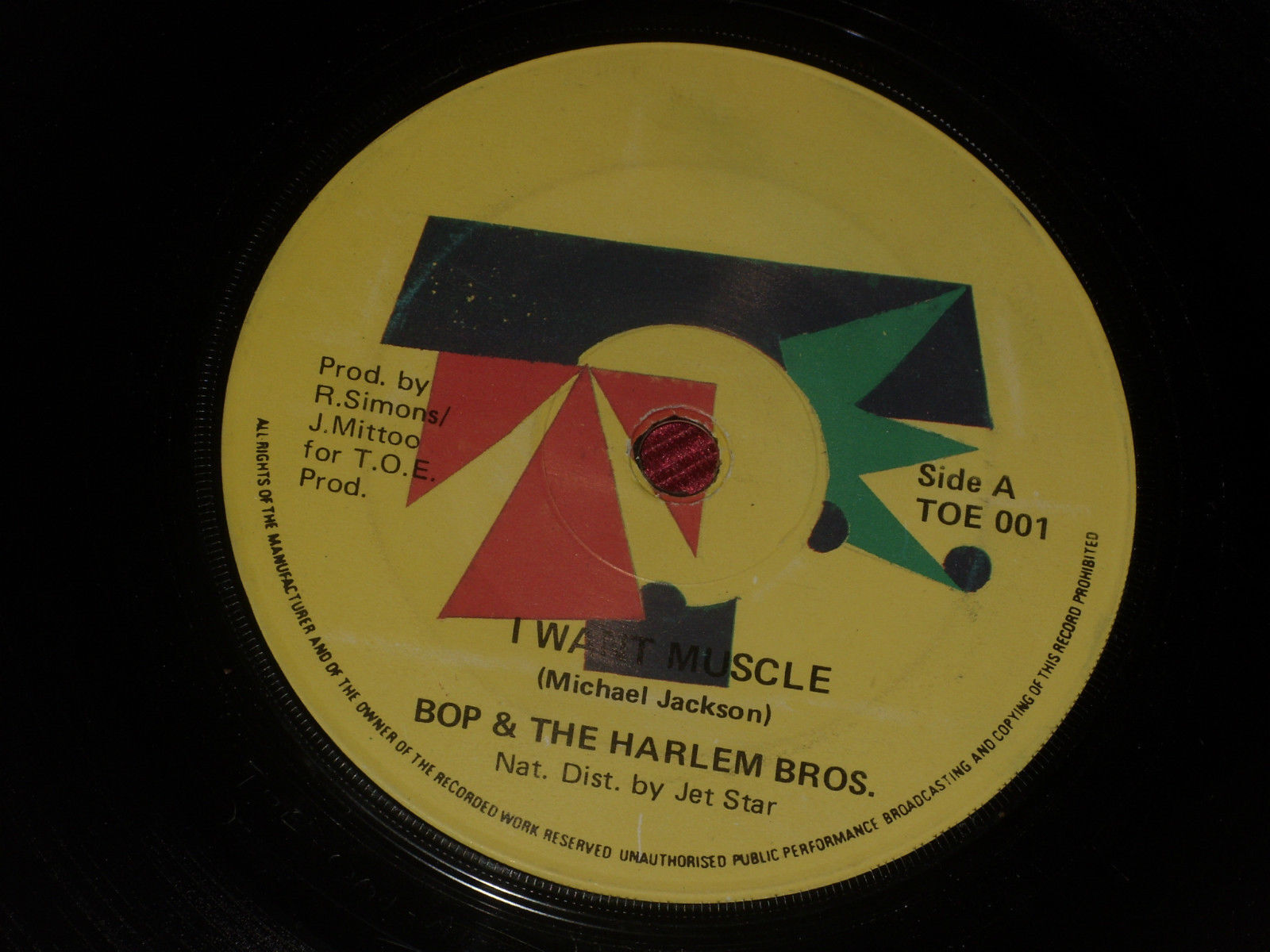 Bop & The Harlem Bros:  I want muscle   7"   EX   Toe records