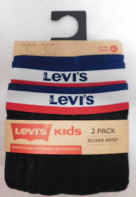 Levi's 2PK Boxer Briefs Black Comfort Cotton Stretch Boys' Size XL (18-20)
