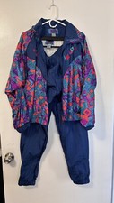 Vintage 90s Healthy Attitude Track Suit Windbreaker Jacket Pant Set Women L