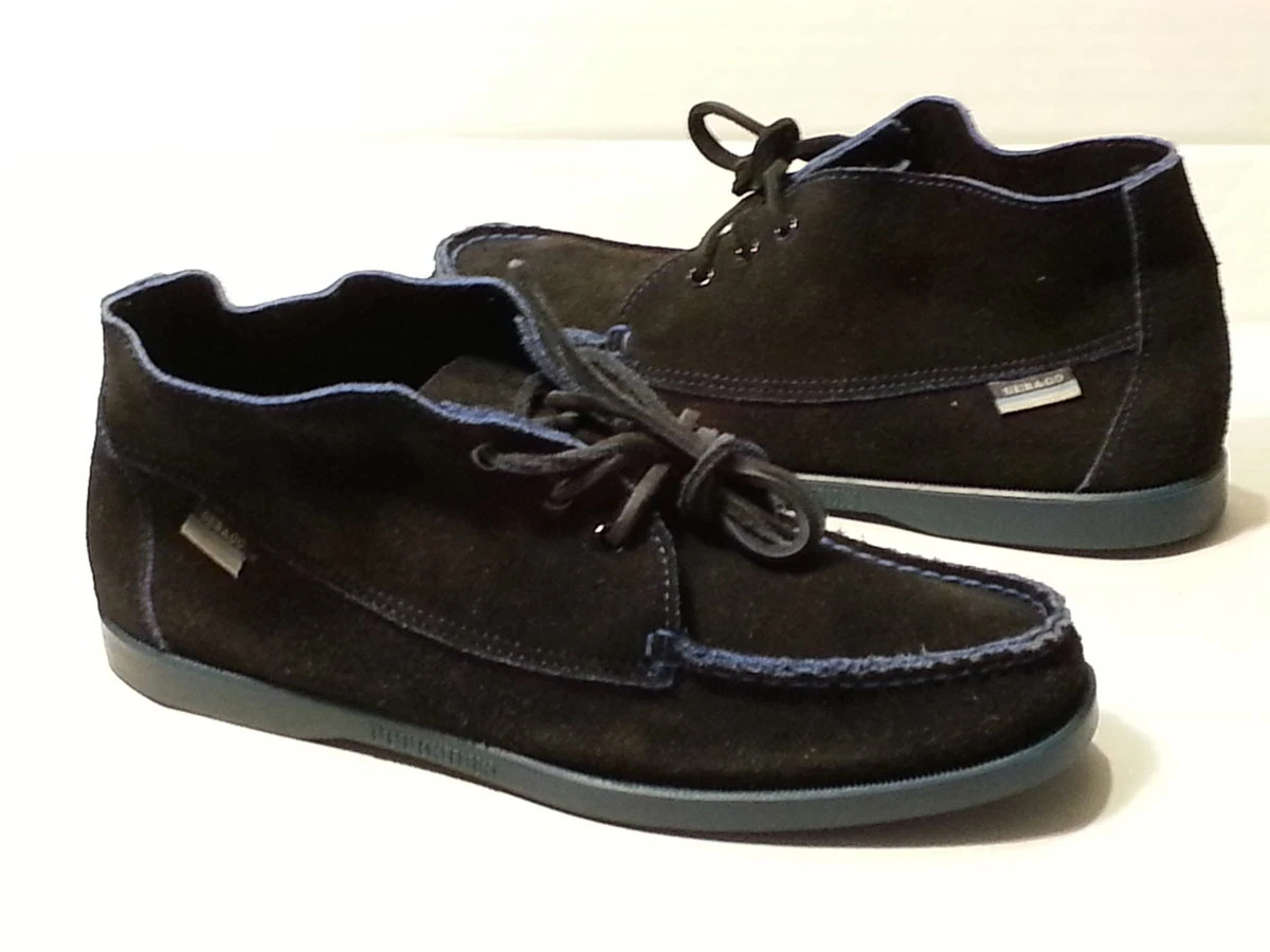 Sebago Docksides Boat Shoes Men Size 8.5 Ankle Tall Black Leather