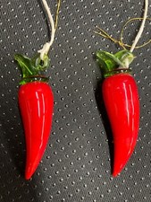 Blown Glass Red Hot Chili Peppers Ornaments Christmas