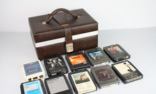Vintage 8 Track carry case tote Holds 24 tapes 9 Tapes Included