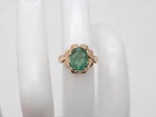 Vintage 1940s RETRO $5000 3ct Natural Emerald 14k Rose Gold Band Ring SIGNED