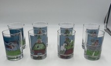 Arby’s 1982 Eight Vintage Glasses By Gary Patterson,l Golf Skiing Pool ￼Tennis