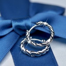 18k white gold gp REAL stamped 925 silver huggies kids earrings classic small