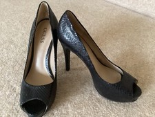 LADIES - Guess - Black 'Snakeskin' Court Shoes NEW no box UK6 US8 - FREE UK P&P