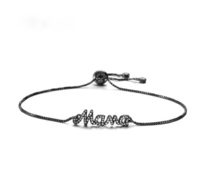 Mom To Be Boy Girl Mama Letters Cubic Zirconia Black Thin