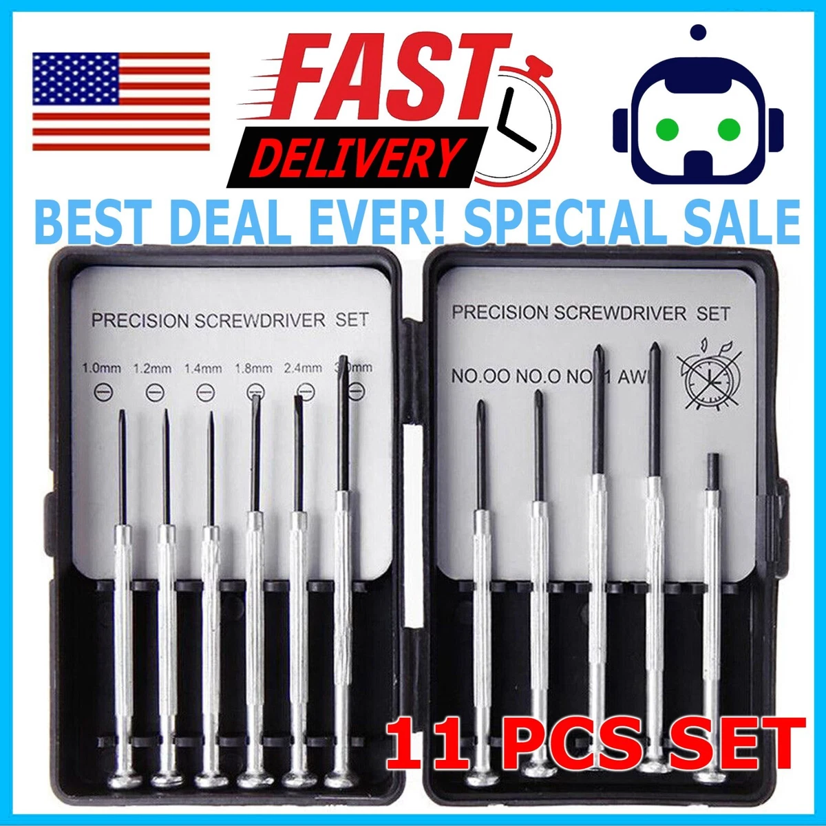 Small Mini Precision Screwdriver 11 PCs Set for Watch Jewelry Glasses Electronic