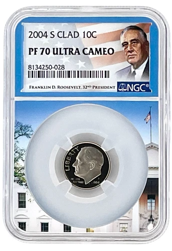 2004 S Clad Roosevelt Dime NGC PF70 Ultra Cameo - White House Picture Core