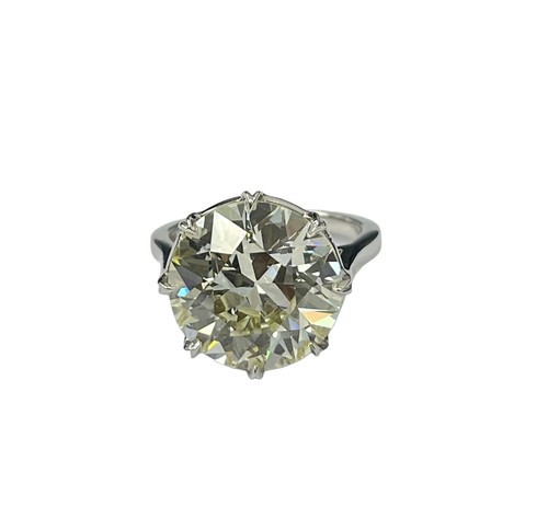 7.05 Carats Old European Round Diamond Engagement Ring Certified AGS