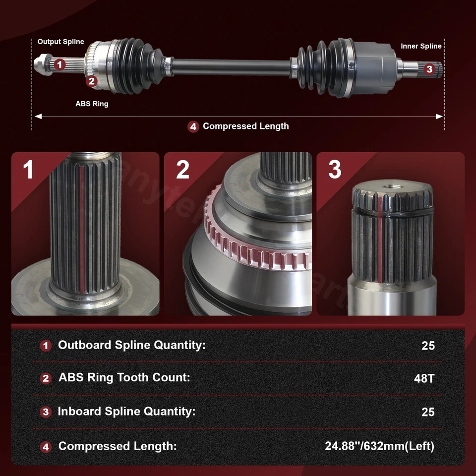 Front Left CV Axle shaft for 2006-2011 Dodge Attitude Hyundai Accent Kia Rio - Изображение 3 из 4