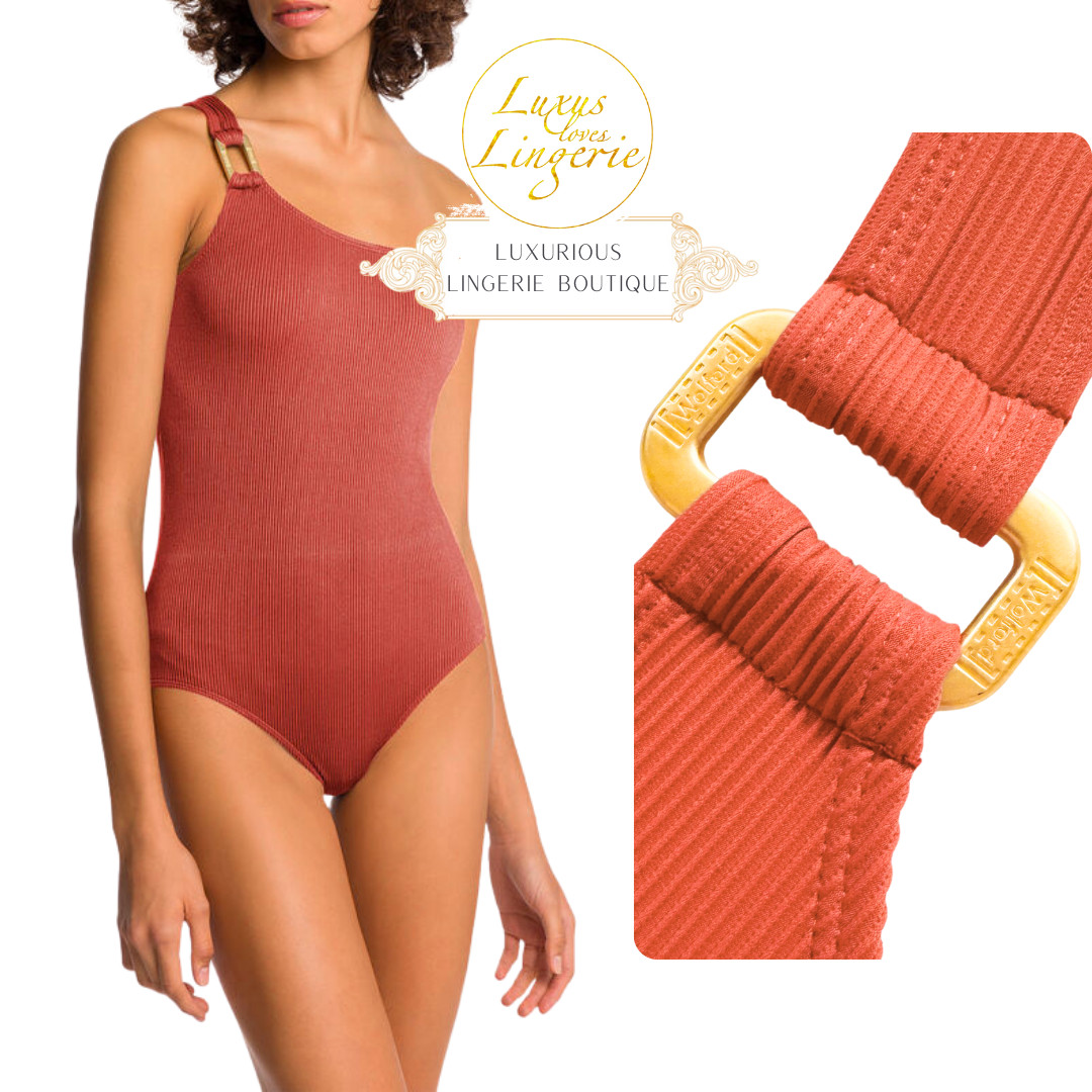 Texture One Piece Swimsuit by Wolford M Sienna Orange Summery Swimsuit