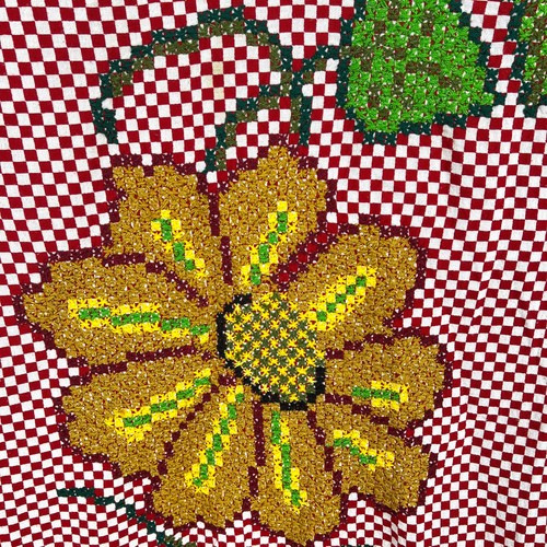 Nappe à carreaux rouge blanc poulet gratté brodé tournesols - Photo 4/6