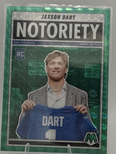 Panini 2025 Mosaic Football Notoriety Jaxson Dart Giants #11 Green Prizm RC Rook