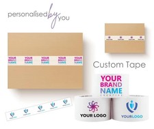 Custom Personalised Printed Packaging Tape Add Your Logo Gum/Water Tape - WHITE