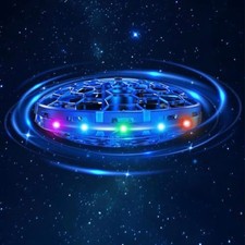Flying Mini Hand Operated UFO Drone Toy with LED Lights, Rechargeable - Blue