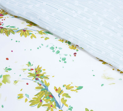 NWT Yves Delorme Queen Duvet Cover 92x92'' Lucine Jasmine Floral Graphic France