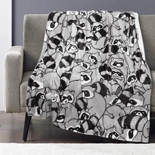 50x60 Inch Raccoon Soft Cozy Lightweight Throw Blanket Couch Sofa Bed