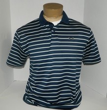 UNDER ARMOUR MEN'S LOOSE HEAT GEAR POLO LARGE POLYESTER NAVY W/STRIPE