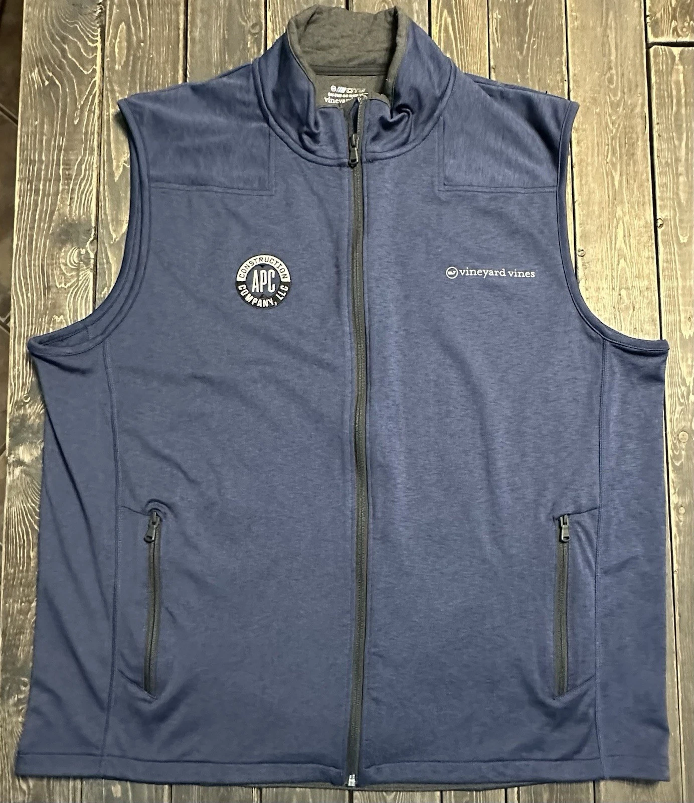 Vineyard Vines On-The-Go Shep Vest Mens XL Blue Full Zip Performance Outdoor