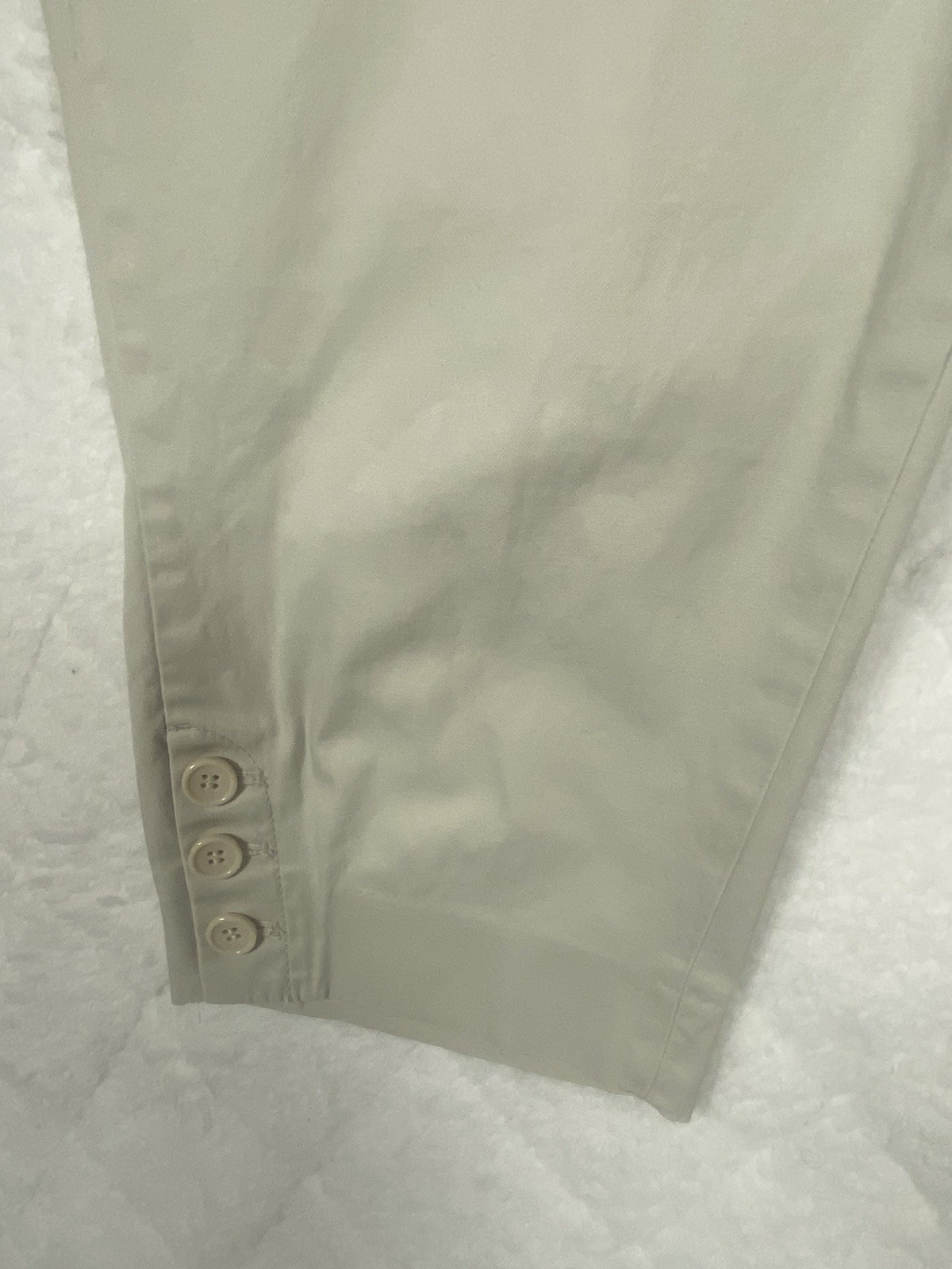 Talbots Women's 12P Perfect Skimmer Crop Pants Khaki Button Detail Cotton Blend thumbnail 5