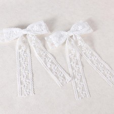 Large White Lace Hair Bow Clips for Bride Flower Girls Women Wedding Cottagec...