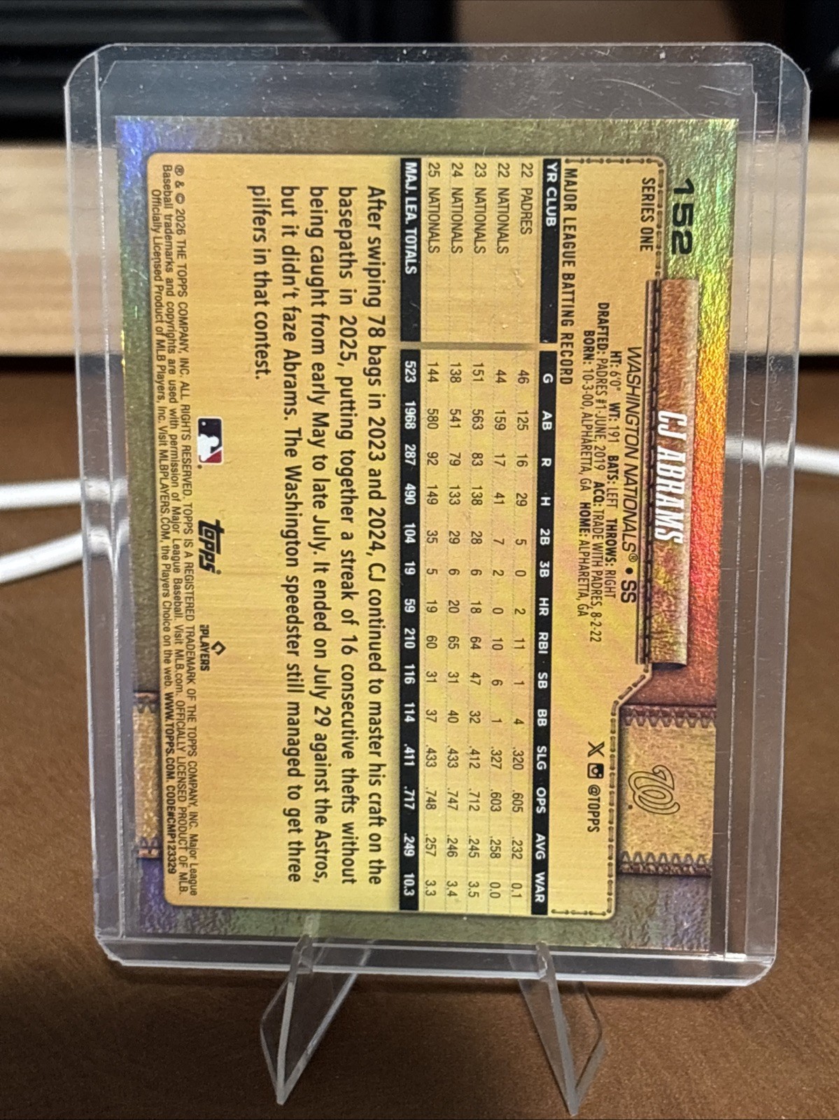 2026 Topps CJ Abrams Golden Mirror SSP!! #152 Nationals - FAST SHIPPING!! 💨