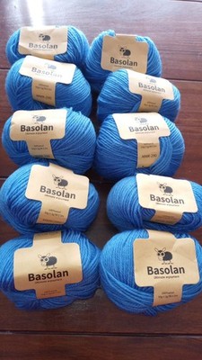Wolle Paket 10x50gr 100% Wolle Farbe Azur Blau