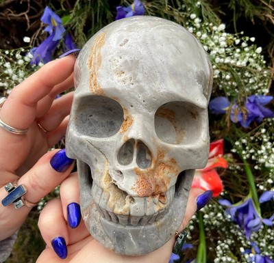 Fluorite Crystal Skull ~ Large 2 Lb. 10 oz. ~ 5'' Tall ~ Hand Carved Sculpture ~