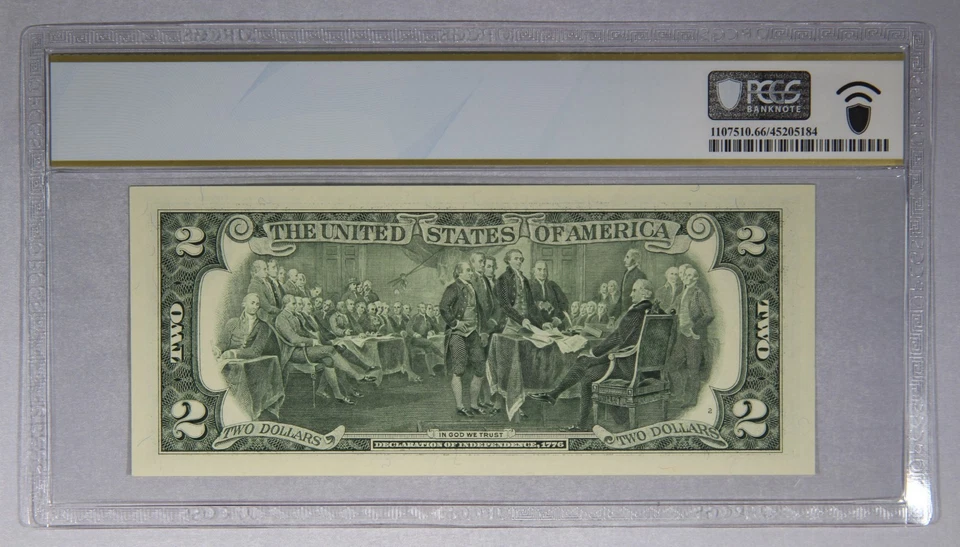$2 1995 Federal Reserve Note Atlanta Fr. 1936-F* Withrow, Rubin Star PCGS 66PPQ - Image 2 of 3