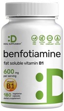 Benfotiamine 600mg Per Serving, 180 Veggie Capsules 180 Count Pack of 1 
