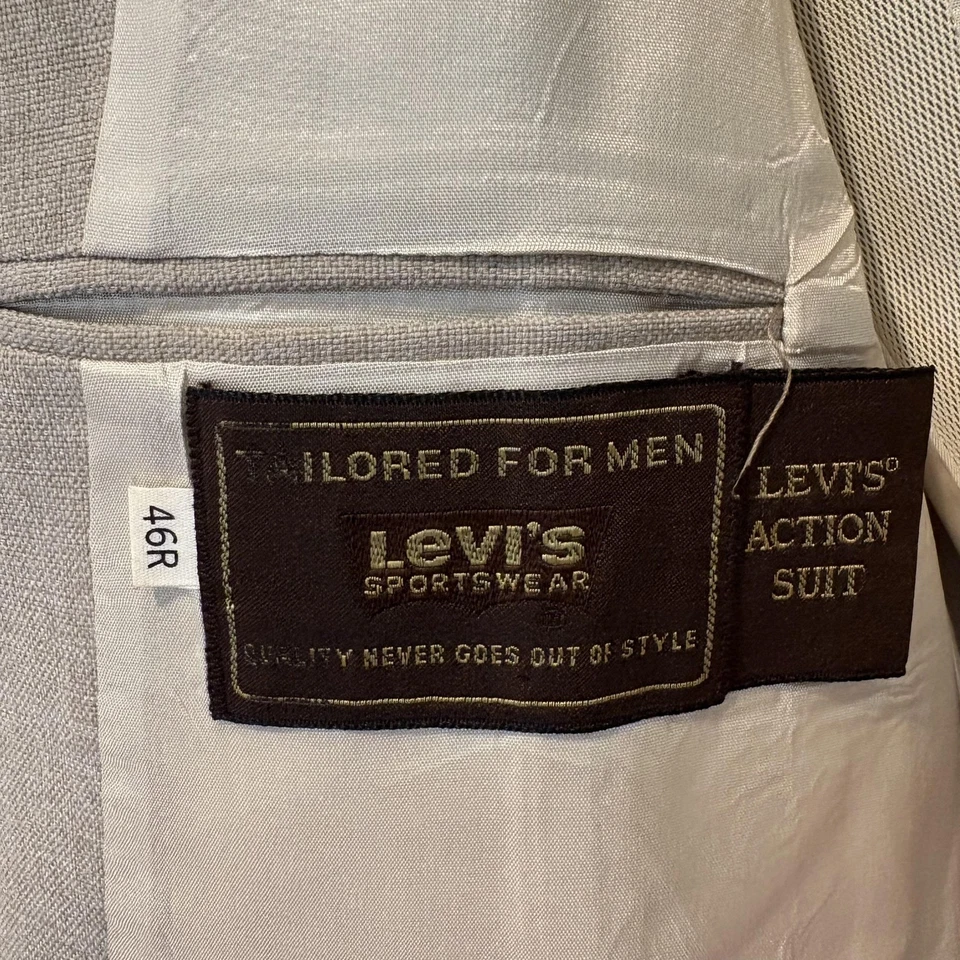 Abrigo deportivo vintage Levi's Blazer para hombre 46R beige traje de acción solapa de 2 botones muesca Foto 2 de 4