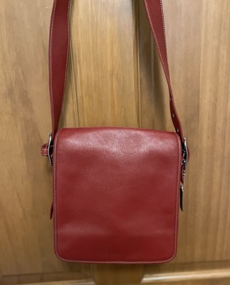 Coach Vintage Legacy Red Leather Saddle Studio Flap Crossbody Bag