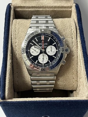 BREITLING AB0134101B1A1 CHRONOMAT B01 42 BLACK SILVER DIAL STEEL ROULEAUX