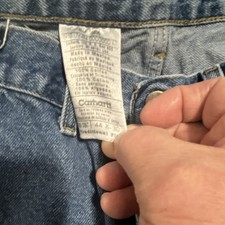 Carhartt Men's Blue Denim Jeans Straight Traditional Fit 5-Pocket Logo