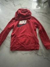 Youth L Sweatshirt NIKE Club Fleece Big Logo Kids Hoodie RED Large