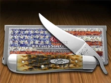 Case xx Knives Russlock Jigged Amber Bone Handle Pocket Knife Stainless 00260