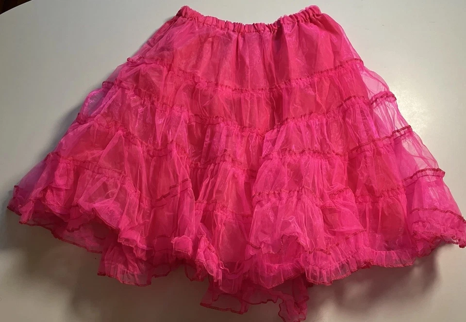 Lo último Rosa Falda En Capas Vestido Elegante Halloween Años 80 Disfraz. Adulto hasta talla 16 Foto 2 de 3