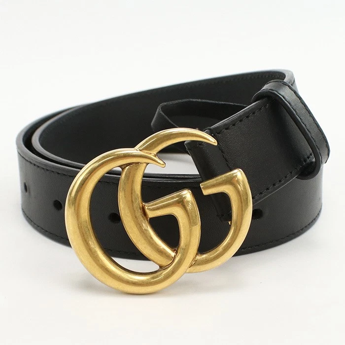 Gucci Ceinture 414516 AP00T 1000 Slim Double G Noir Homme, 90cm
