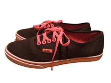 Vans Authentic Lo Pro Black Hot Pink Laces Sneakers Women's Size 7.5
