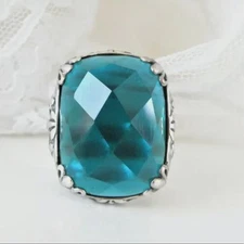 Silpada 925 Sterling Silver Deep Aqua Green CASPIAN SEA HTF Size 10 Ring R2456.