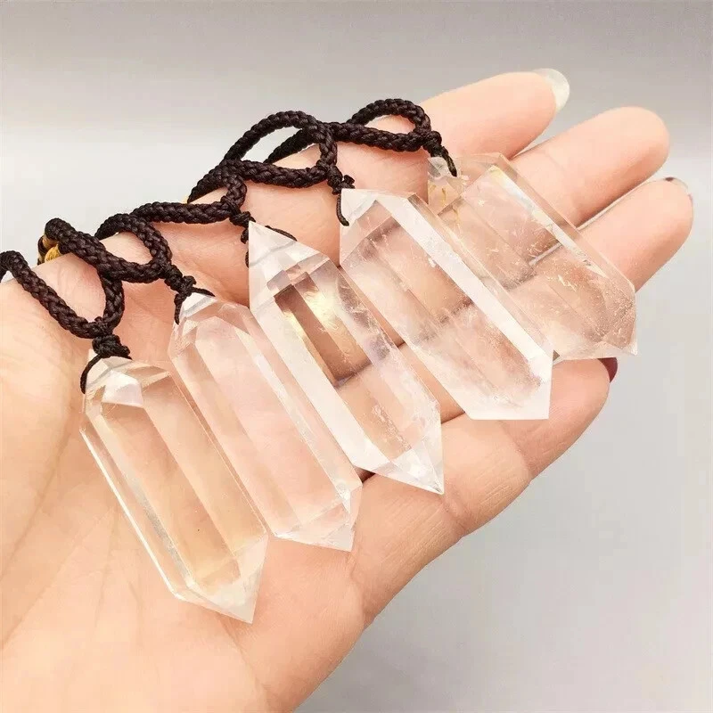 Collar Colgante Cuarzo Blanco - Punto Cristal Hexagonal Curativo Amuleto Energía Foto 3 de 3