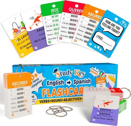 500+ Flash Card Inglese-Spagnolo per Adulti e Bambini Età 15+ - Verbo Copertura C... - Foto 2 di 9